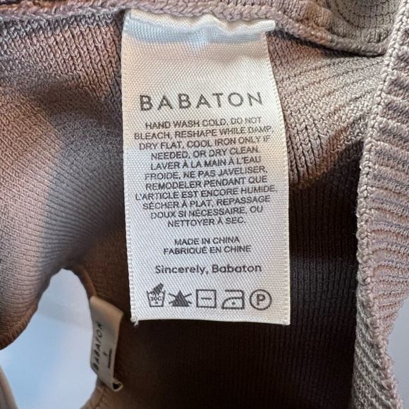 Aritzia Babaton Women's Sculpt Knit Squareneck Ribbed Cropped Tank Tan Top Small - Picture 7 of 7